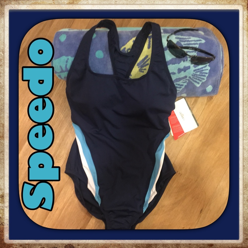 NWT Speedo Aquatic Black Racerback Size 14